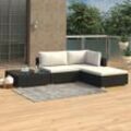4-Tlg. Garten-Lounge-Set Mit Auflagen Poly Rattan | Farbe: Schwarz und Creme