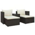 5-Tlg. Garten-Lounge-Set Mit Auflagen Poly Rattan | Farbe: Braun
