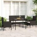 4-Tlg. Garten-Lounge-Set Mit Kissen Poly Rattan | Farbe: Schwarz und Weiß