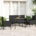 4-Tlg. Garten-Lounge-Set Mit Kissen Poly Rattan | Farbe: Schwarz