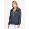 Sweatjacke RAGWEAR "RONETTE", Damen, Gr. L (40), blau (navy), Sweatware, Obermaterial: 70% Baumwolle, 30% Polyester, unifarben, casual, regular fit, Langarm Rippbündchen, Sweatjacken