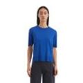 T-Shirt MARC O'POLO "aus TENCEL™ Lyocell-Baumwolle-Mix", Damen, Gr. L, blau (shiny blau), Obermaterial: 67% Lyocell, 33% Baumwolle, unifarben, Basic, regular fit, Rundhals, Kurzarm normaler Saum, Shirts