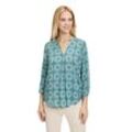 Schlupfbluse CARTOON "Cartoon Casual-Bluse mit Muster", Damen, Gr. 34, bunt (blau, grün), Obermaterial: 100% Viskose., modisch, straight fit normal, V-Ausschnitt, 3/4-Ärmel, Blusen