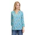 Schlupfbluse CARTOON "Cartoon Casual-Bluse mit Muster", Damen, Gr. 34, bunt (grün, blau), Obermaterial: 100% Viskose., casual, straight fit normal, V-Ausschnitt, 3/4-Ärmel, Blusen