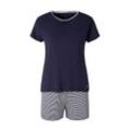 TOM TAILOR Damen Maritimes Pyjama-Set mit Shorts, blau, Gestreift, Gr. 36