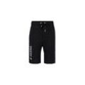 Sweatshorts ALPHA INDUSTRIES "Alpha Industries Men - Shorts Basic Short AI Foil Print", Herren, Gr. M, Normalgrößen, schwarz (schwarz, metalsilber), Obermaterial: 80% Baumwolle, 20% Polyester, Hosen