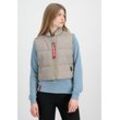 Blouson ALPHA INDUSTRIES "Alpha Industries Women - Vests Puffer Vest Cropped Women", Damen, Gr. L, beige (vintage sand), Obermaterial/Futter: 100% Polyester, Füllung: 100% Polyester, Jacken