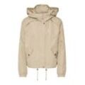 Parka VERO MODA "VMZOA SS23 SHORT PARKA", Damen, Gr. L (40), beige (irish cream), Web, Obermaterial: 100% Polyester, unifarben, modisch, regular fit, Langarm, Jacken, mit Kapuze