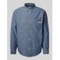 Regular Fit Freizeithemd mit Label-Detail Modell 'EASY CHAMBRAY'