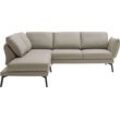 Ecksofa "Spin, Multifunktionssofa, bequem und hochwertige Verarbeitung, L-Form", grau (taupe), B:329cm H:87cm T:259cm, 100% Leder, SCHÖNER WOHNEN-KOLLEKTION, Sofas, Drehsitz-Funktion, USB-Anschluss, Armlehnfunktion, Rückenverstellung