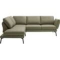 Ecksofa "Spin, Multifunktionssofa, bequem und hochwertige Verarbeitung, L-Form", grün (oliv), B:329cm H:87cm T:259cm, 100% Leder, SCHÖNER WOHNEN-KOLLEKTION, Sofas, Drehsitz-Funktion, USB-Anschluss, Armlehnfunktion, Rückenverstellung