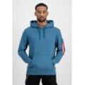 Hoodie ALPHA INDUSTRIES "Alpha Industries Men - Hoodies R Print Hoodie", Herren, Gr. L, blau (vintage marine), Obermaterial: 80% Baumwolle, 20% Polyester, regular fit, Sweatshirts