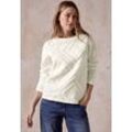 Sweatshirt CECIL, Damen, Gr. XL (44), weiß (vanilleweiß), Sweatware, Obermaterial: 80% Polyester, 17% Viskose, 3% Elasthan, unifarben, casual, hüftbedeckend, U-Boot-Ausschnitt, Langarm, Sweatshirts, mit 3D Strukturmuster