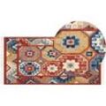 Kelim Teppich Wolle mehrfarbig 80 x 150 cm orientalisches Muster Kurzflor LUSARAT