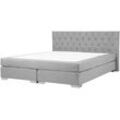 Boxspringbett Stoff DUCHESS 180 x 200 cm Hellgrau