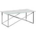 Couchtisch Marmor Optik weiß / silber rechteckig 100 x 50 cm EMPORIA