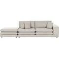 2-Sitzer Sofa Stoff beige mit Ottomane HEDEN