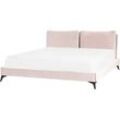 Bett mit Lattenrost Samtstoff MELLE 180 x 200 cm Pastellrosa