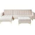 4-Sitzer Ecksofa Stoff beige rechtsseitig mit Schlaffunktion Ottomane ABERDEEN