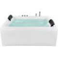 Whirlpool Badewanne weiß mit LED rechteckig 183 x 142 cm SALAMANCA