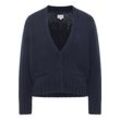 Cardigan MUSTANG "Style Sedalia", Damen, Gr. L, blau (dunkelblau), Strick, 50% Baumwolle, 50% Polyacryl, relaxed fit, Strickjacken