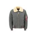 Bomberjacke ALPHA INDUSTRIES "Alpha Industries Men - Bomber Jackets Injector III", Herren, Gr. 2 XL, grau (grauschwarz), Obermaterial: 100% Nylon, Futter: 100% Nylon, Kapuzenfutter: 100% Schaffell, Füllung: 100% Polyester, Jacken