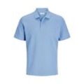 Poloshirt JACK & JONES "JJEAUSTIN POLO SS NOOS", Herren, Gr. L, chambray blau detail:classic, Jersey, Obermaterial: 58% Polyester, 40% Baumwolle, 2% Elasthan, unifarben, modisch, regular fit taillenbedeckt, ohne Ausschnitt, Kurzarm gerader Abschluss, Shirts, mit Logo Stickerei