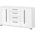 Sideboard INOSIGN "Cantara, moderner Schrank, Kommode in Eiche Evoke oder weiß", weiß, B/H/T: 150cm x 86cm x 42cm, Sideboards, schwarze Stangengriffe, ausreichend Stauraum, vielseitig einsetzbar