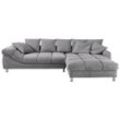Carryhome Ecksofa , Grau, Silber , Textil , 5-Sitzer , Füllung: Schaumstoff , Ottomane rechts, L-Form, seitenverkehrt montierbar , 337x228 cm ,