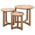 Xora Couchtischset , Natur, Eiche , Holz , 3-teilig , Asteiche , massiv , rund , 30-50x32-42x30-50 cm , einfacher Aufbau , Wohnzimmer,