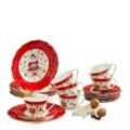 X-Mas Kaffeeservice , Mehrfarbig , Keramik , 18-teilig , Weihnachten , Lfgb , Essen & Trinken, Geschirr, Geschirr-Sets, Kaffeeservice