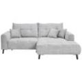 Carryhome Ecksofa , Hellgrau , Textil , 2-Sitzer , Füllung: Schaumstoff, Silikon,Schaumstoff, Silikon , Ottomane rechts, L-Form , 250x185 cm ,