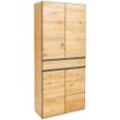 Linea Natura Schuhschrank , Anthrazit, Eiche , Holz, Metall , Wildeiche , furniert, massiv , 7 Fächer , 1 Schubladen , 89x200x38 cm , Typenauswahl,