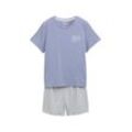 TOM TAILOR Damen Gestreifter Kurz-Pyjama, blau, Gr. S/36