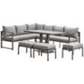 Ambia Garden Dining-Loungeset , Anthrazit, Grau , Metall, Textil , Füllung: Schaumstoff,Polyester , 244x193 cm , Loungemöbel, Loungemöbel-Sets