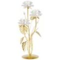 Ambia Home Teelichthalter , Klar, Gold , Metall, Glas , 23x42x20.5 cm , zum Stellen , Dekoration, Windlichter & Laternen, Kerzenhalter