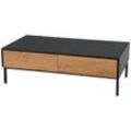 Mid.you Couchtisch , Schwarz, Eiche , Metall, Holzwerkstoff , 2 Schubladen , rechteckig , eckig , 110x35x60 cm , Wohnzimmer, Wohnzimmertische,