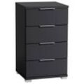 P & B Nachtschrank , Schwarz , 4 Schubladen , 46x79x42 cm , Schlafzimmer, Nachttische