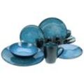 Creatable Kombiservice Capri , Blau, Dunkelblau , Keramik , 16-teilig , 300 ml,300 ml , 26x31x40 cm , Essen & Trinken, Geschirr, Geschirr-Sets,