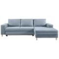 Ti'me Ecksofa , Hellblau , Textil , Buche , massiv , Uni , 4-Sitzer , Ottomane rechts, L-Form , 260x160 cm , Stoffauswahl, seitenverkehrt erhältlich,