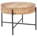 Carryhome Couchtisch , Schwarz, Akazie , Holz, Metall , Akazie , vollmassiv , Holz , rund , Rundrohr , 70x50x70 cm , einfacher Aufbau , Wohnzimmer,