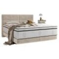 Esposa Boxspringbett , Beige , Textil , H3 , 7-Zonen , Höhe ca. 34 cm , 160x200 cm , Federkernmatratze, Stoffauswahl, Topper durchgehend, Matratze