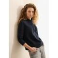 Hoodie CECIL, Damen, Gr. L (42), blau (universal blau), Sweatware, Obermaterial: 58% Baumwolle, 42% Polyester, bestickt, casual, regular fit taillenbedeckt, Langarm Rippbündchen, Sweatshirts, mit Artwork