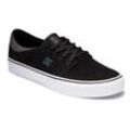 Sneaker DC SHOES "Trase Sd", Gr. 10,5(44), schwarz (schwarz, schwarz, grau), Obermaterial aus Wildleder für Haltbarkeit und Stoff für Atmungsaktivität Mesh-Futter HD-Logo-Print Vulkanisierte Konstruktion für ein erstklassiges Boardgefühl und mehr Sohlen-Flex Abriebfeste Gummi-Außensohle DCs patentiertes, vertieftes Pill Pattern-Profil, Schuhe