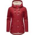 Regenjacke RAGWEAR "Marge", Damen, Gr. M (38), rot (dunkelrot), Obermaterial: 100% Polyester, Futter: 100% Polyester, Wattierung: 100% Polyester, casual, tailliert Po-bedeckend, hoch geschlossener Ausschnitt, Langarm Ärmel ohne Ärmelschlitz normaler Saum, Jacken, warm gefütterter Damen Winter Regenmantel