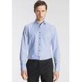 Businesshemd OLYMP "No. Six 24/Seven super slim", Herren, Gr. 37, N-Gr, blau (bleu), Jersey, Obermaterial: 64% Baumwolle, 27% Polyester, 9% Elasthan, klassisch, Langarm, Hemden, Jersey-Hemd