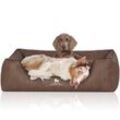 Knuffelwuff Orthopädisches Hundebett Tampa aus laser-gestepptem Kunstleder braun XL