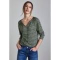 Langarmshirt STREET ONE, Damen, Gr. 38, grün (hunter grün), Jersey, Obermaterial: 50% Baumwolle, 50% Modal, bedruckt, casual, regular fit taillenbedeckt, U-Boot-Ausschnitt, Langarm Raglanärmel elastischer Bund, Shirts, mit All-Over Print