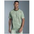 Schlafanzug TRIGEMA "TRIGEMA T-Shirt mit Allover Kiwi-Print", Herren, Gr. L, grün (grün tea), 100% Baumwolle, casual, Homewear-Sets