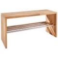 Linea Natura Schuhregal , Eiche , Holz, Metall , Wildeiche , massiv , 81x40x30 cm , Garderobe, Schuhaufbewahrung, Schuhregale